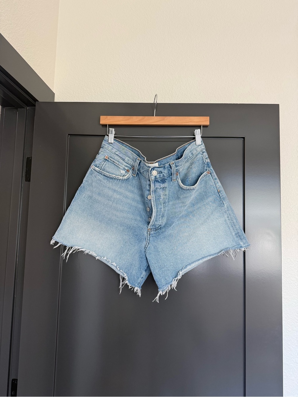 Agolde High-Waist Light Blue Denim Cutoff Shorts